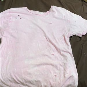Pink Distressed Short Sleeve Tee